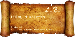 Lulay Nikoletta névjegykártya
